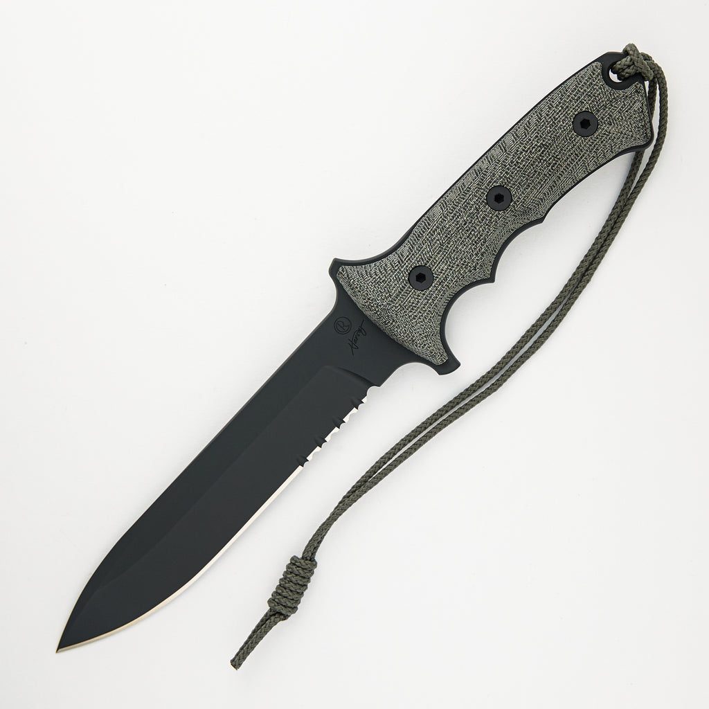 Green Beret 7" - Serrated Black Cerakote CPM MagnaCut Blade