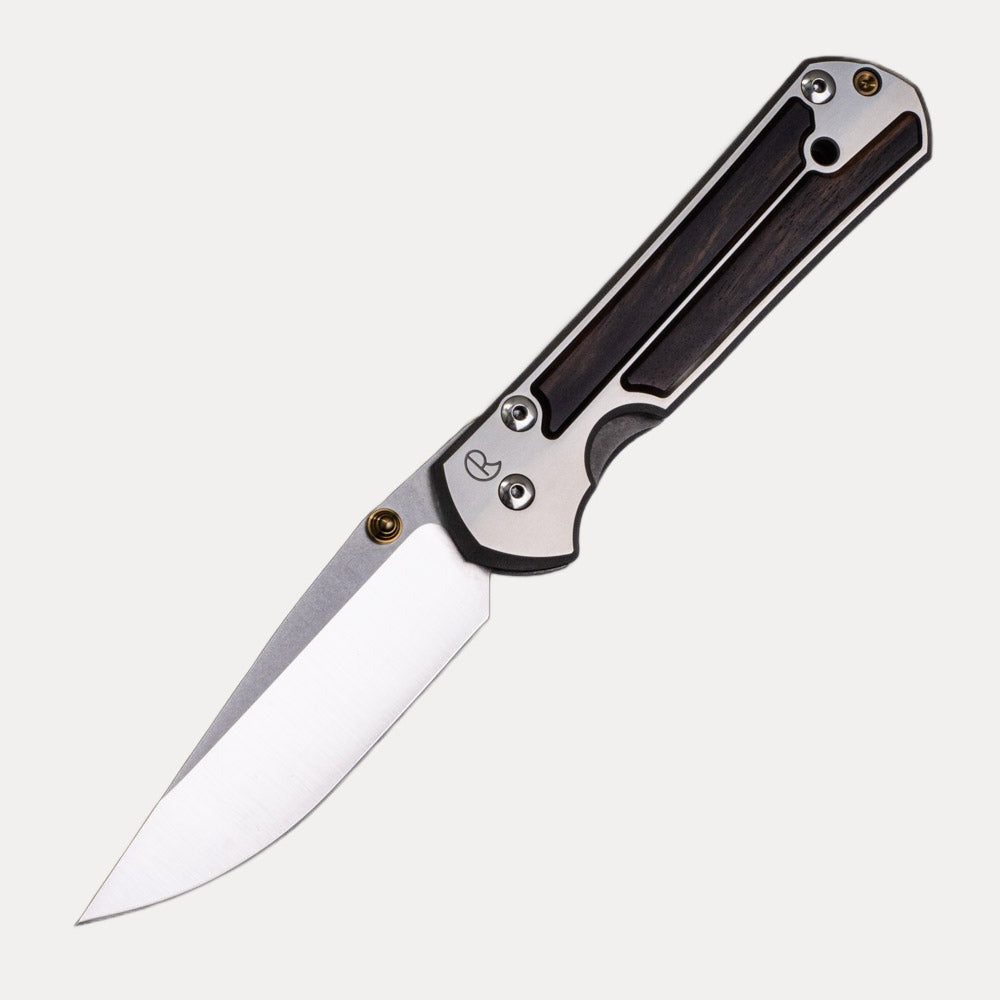 Large Sebenza 21 – Macassar Ebony Inlay – CPM S35VN Blade – Gold Single Thumb Lug