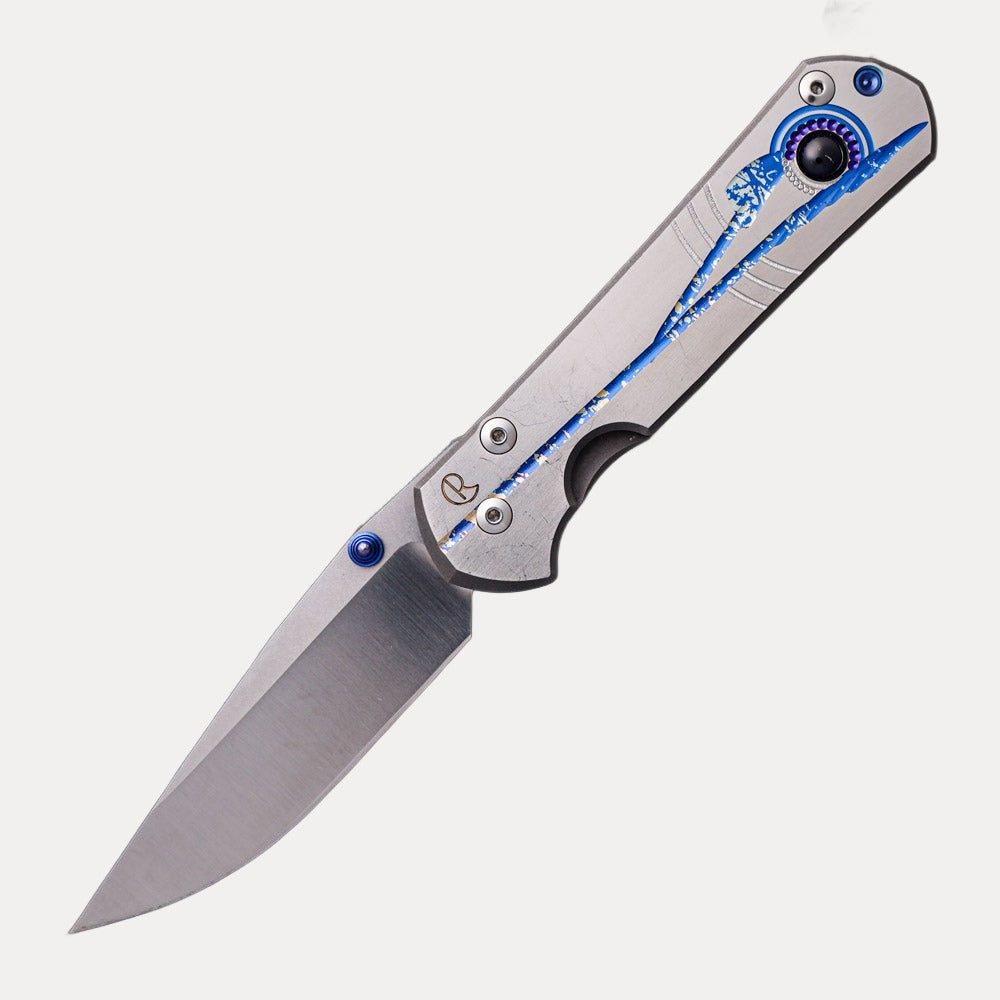 LARGE SEBENZA 21 UNIQUE GRAPHIC – CPM S35VN BLADE – SINGLE BLUE LUG
