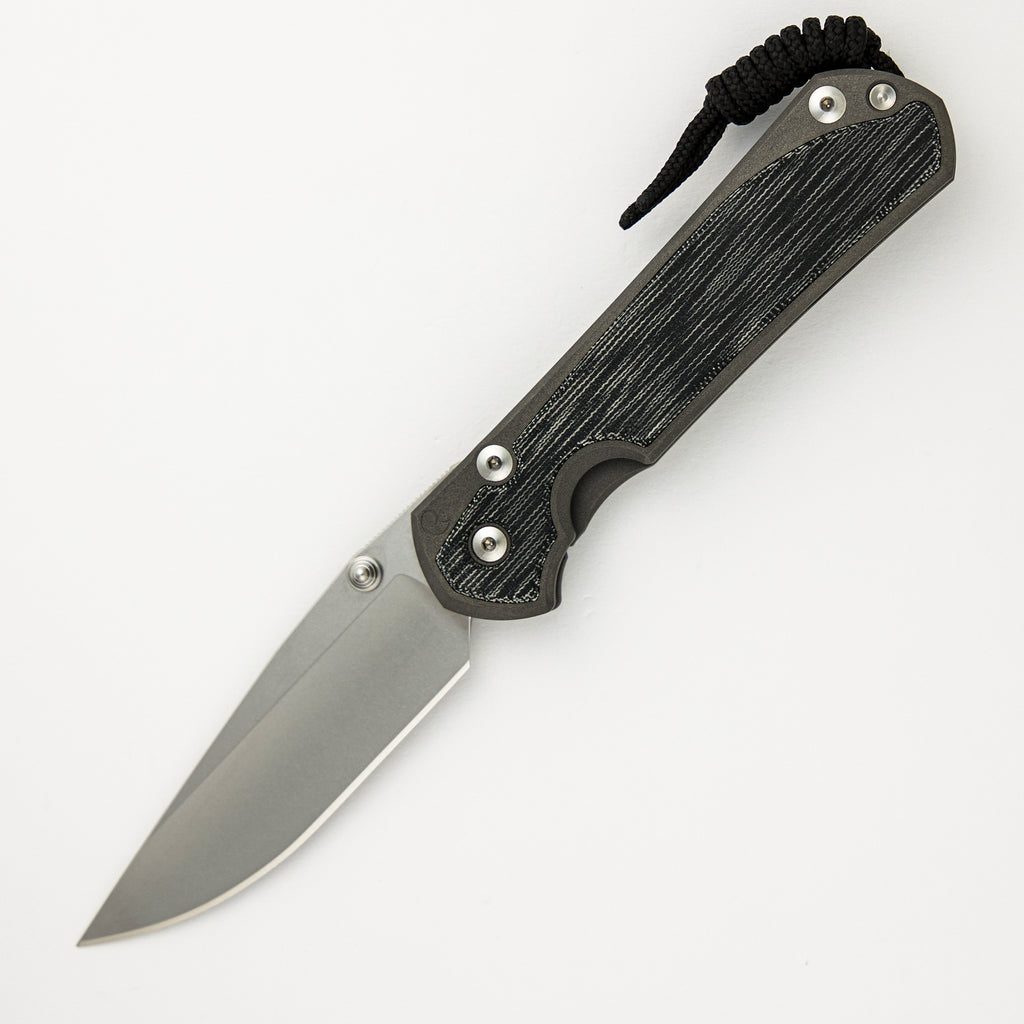 Large Sebenza 31 Black Canvas Micarta Inlay - CPM MagnaCut Blade - Silver Double Thumb Lugs