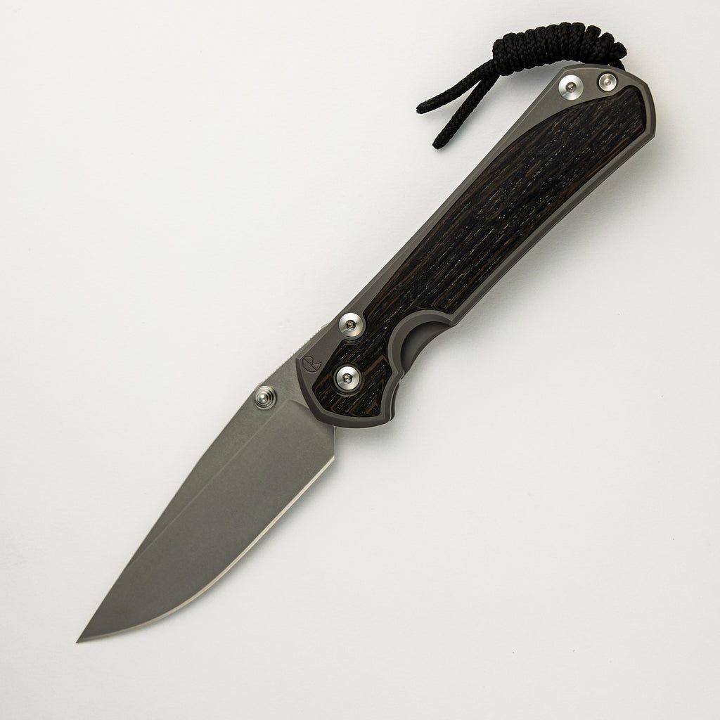 Large Sebenza 31 Bog Oak Inlay - CPM MagnaCut Blade - Silver Double Thumb Lugs