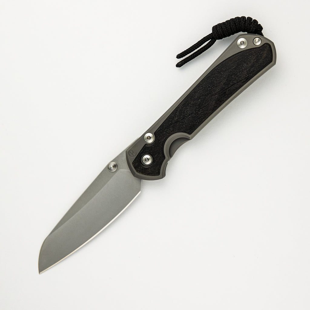 Large Sebenza 31 Bog Oak Inlay - Insingo CPM MagnaCut Blade - Silver Double Thumb Lugs