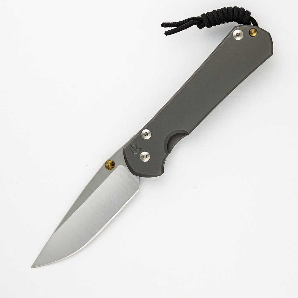 Large Sebenza 31 - Drop Point Polished CPM MagnaCut Blade - Glass Blasted - Gold Double Thumb Lugs