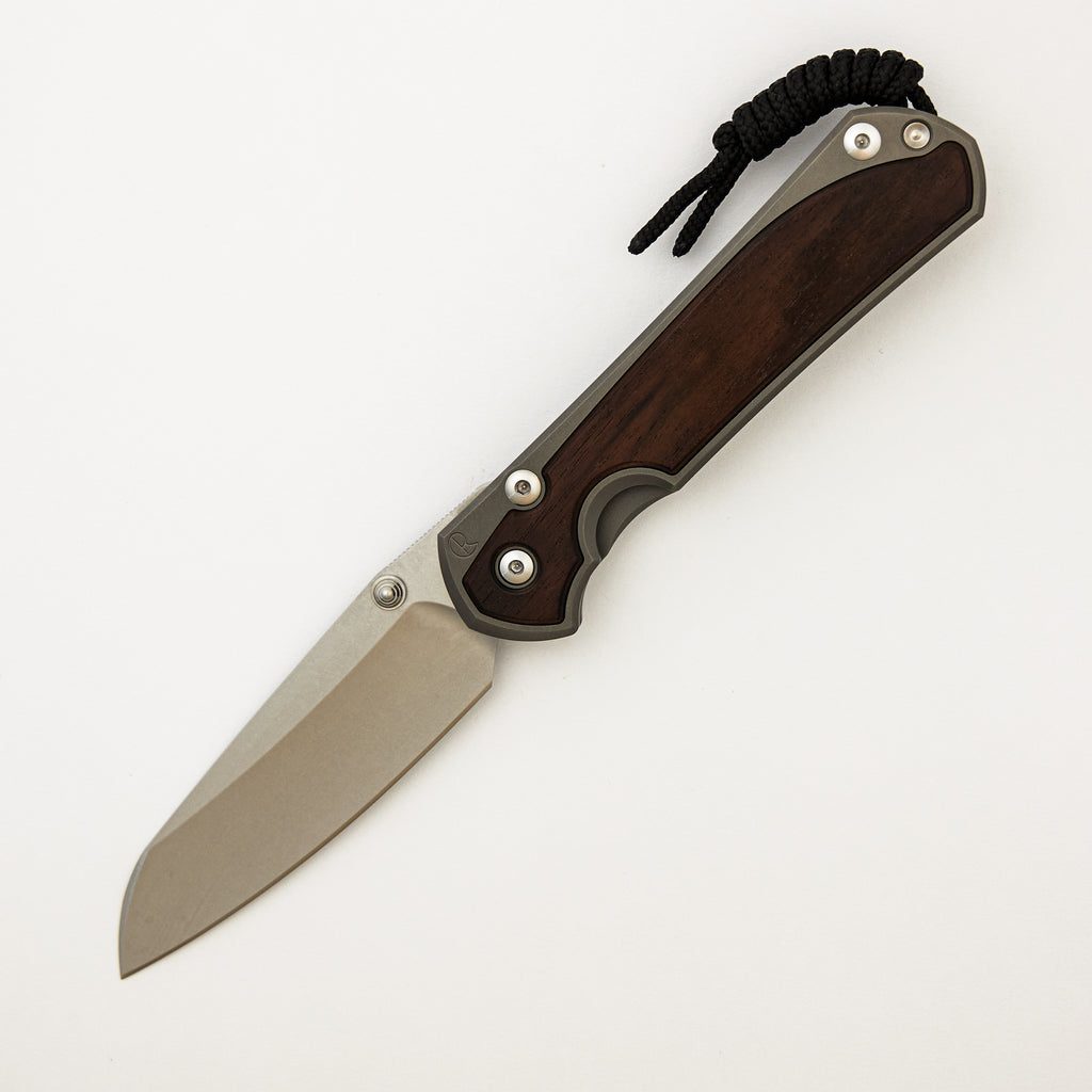 Large Sebenza 31 Macassar Ebony Inlay - Insingo CPM MagnaCut Blade - Silver Double Thumb Lugs