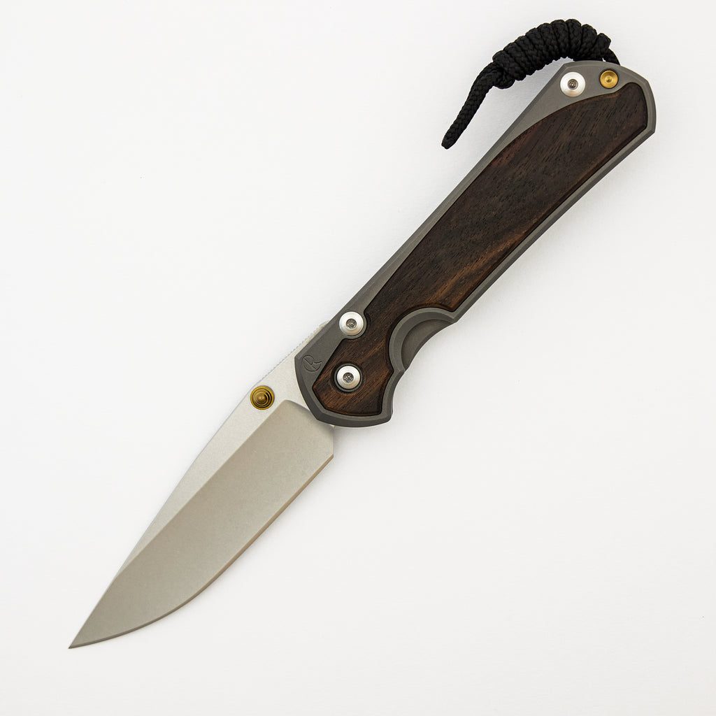Large Sebenza 31 Macassar Inlay - CPM MagnaCut Blade - Gold Double Thumb Lugs