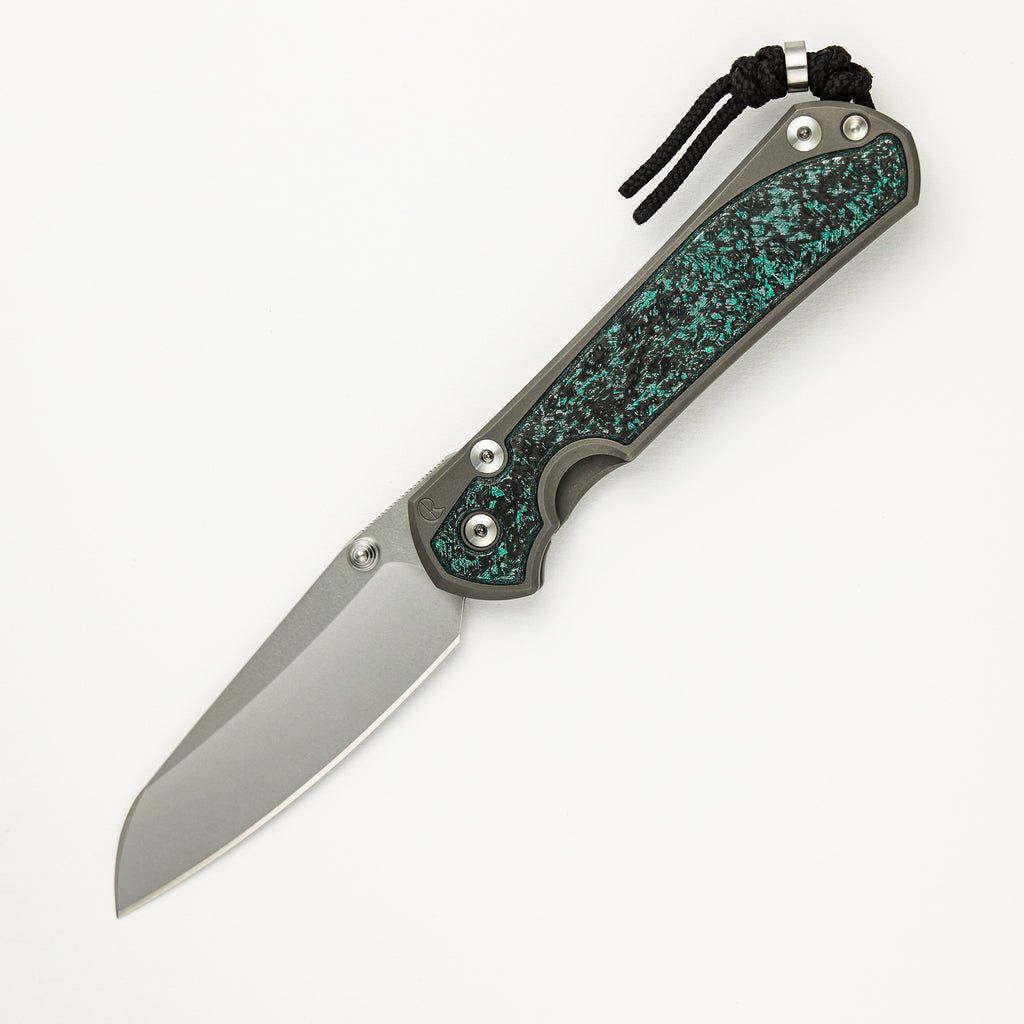 Large Sebenza 31 - Teal Magnetic CarboTi Inlays - Insingo CPM MagnaCut Blade - Silver Double Thumb Lugs - 2025 R1 Invitational