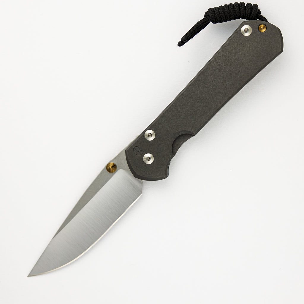 Large Sebenza 31 - Drop Point Polished CPM MagnaCut Blade - Gold Double Thumb Lugs