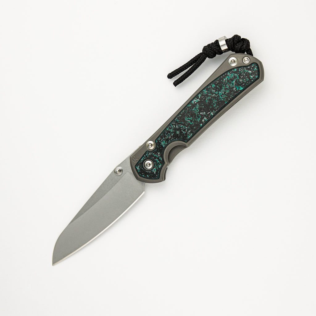 Small Sebenza 31 - Teal Magnetic CarboTi Inlays - Insingo CPM MagnaCut Blade - Silver Double Thumb Lugs - 2025 R1 Invitational