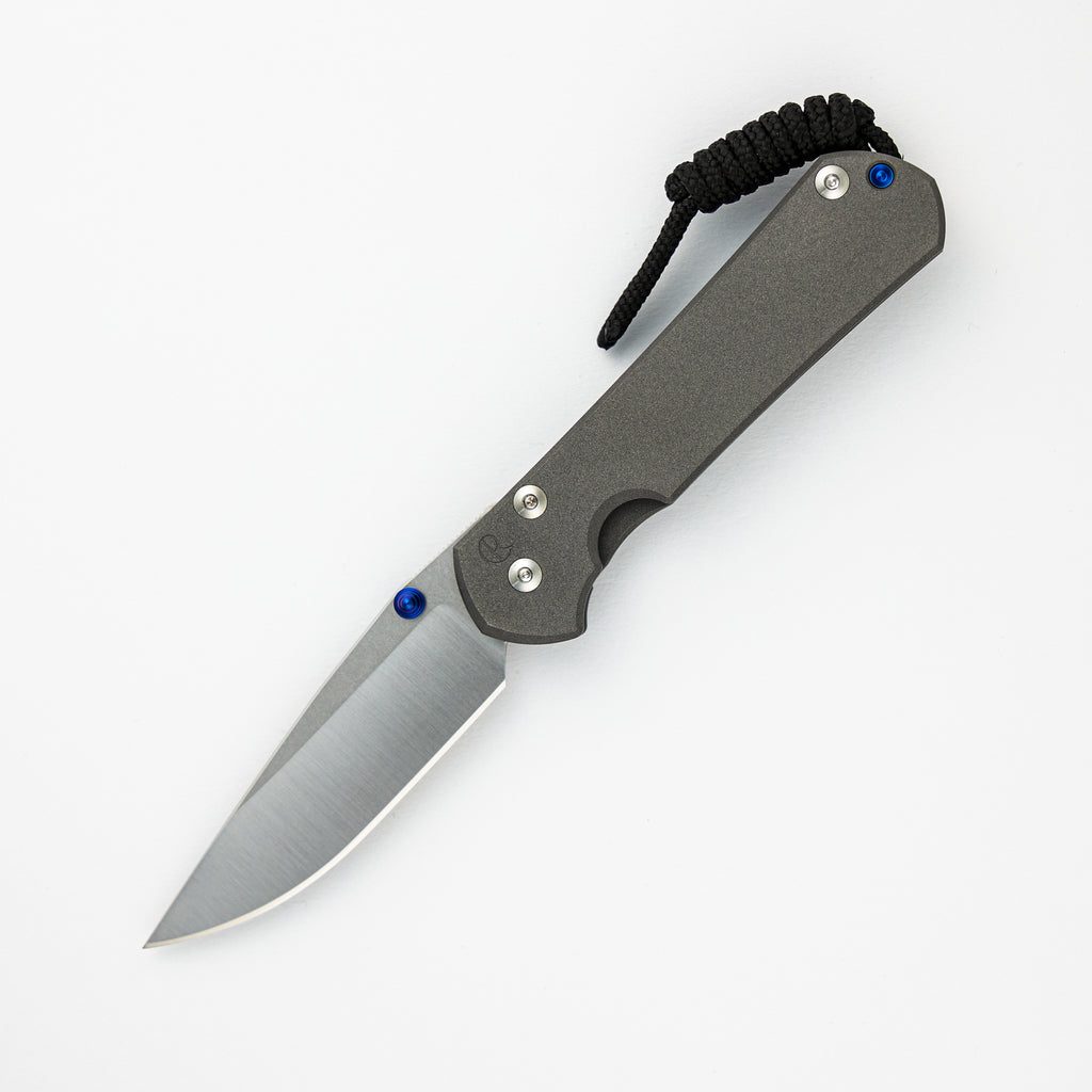 Small Sebenza 31 - Drop Point Polished CPM MagnaCut Blade - Blue Double Thumb Lugs