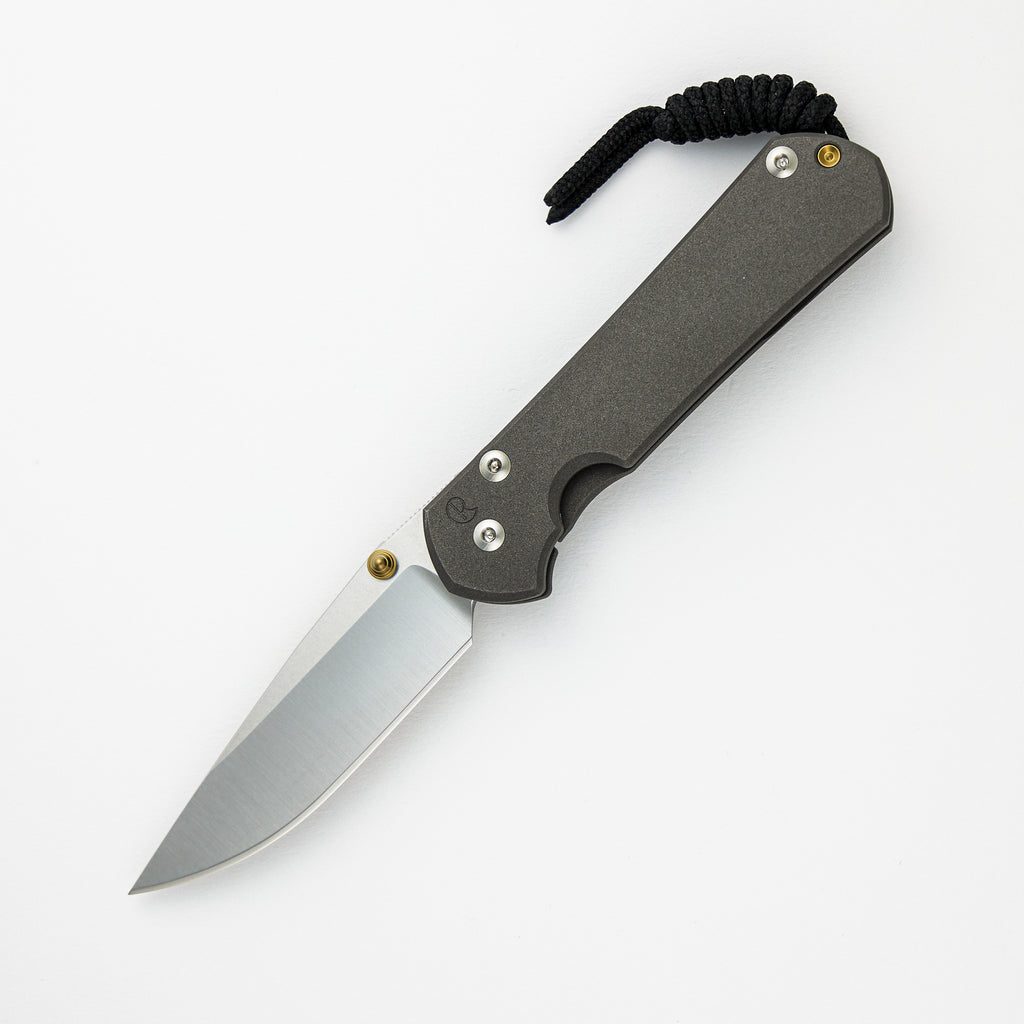 Small Sebenza 31 - Drop Point Polished CPM MagnaCut Blade - Gold Double Thumb Lugs