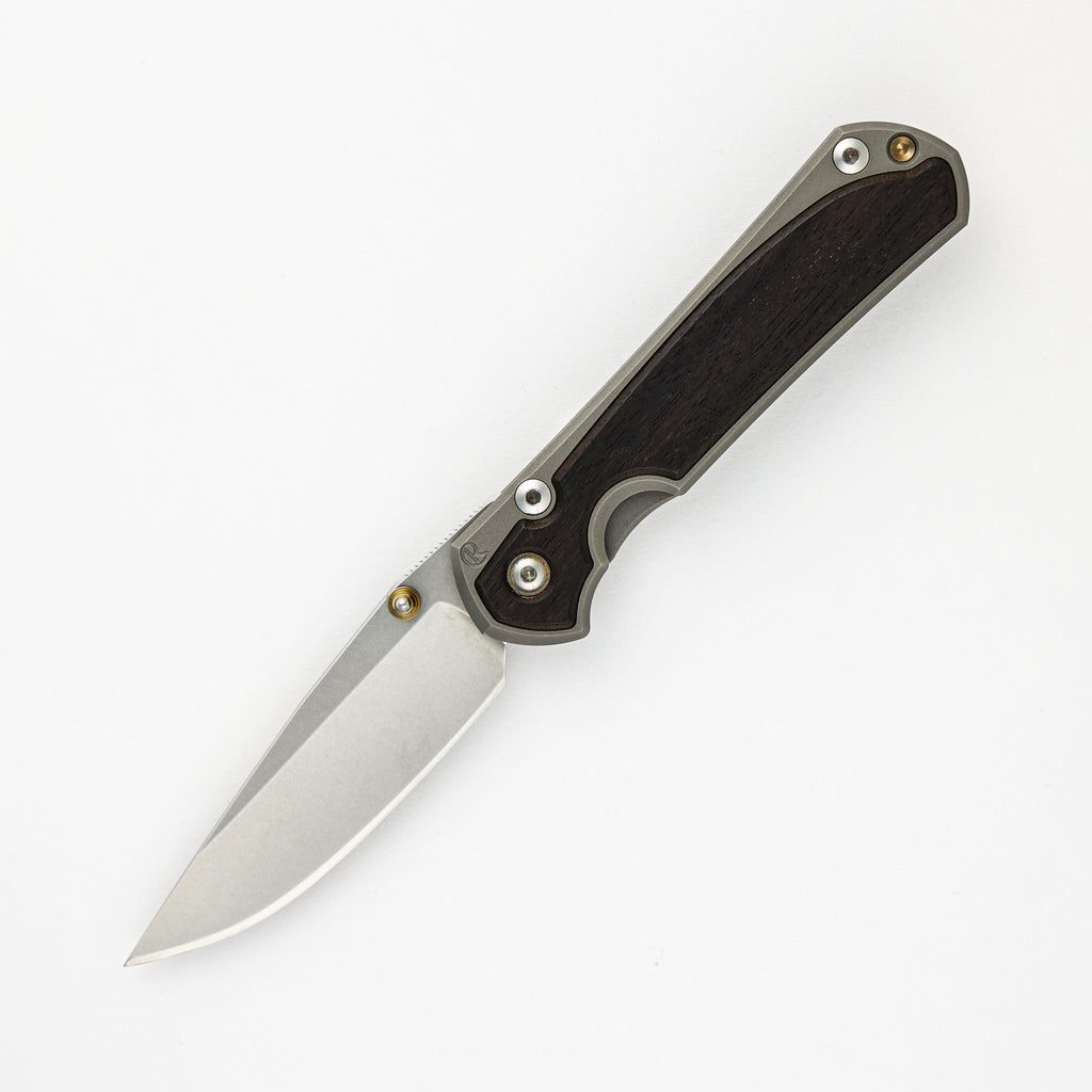 Small Sebenza 31 - Drop Point CPM S45VN Blade - Macassar Ebony Inlays - Gold Single Lug