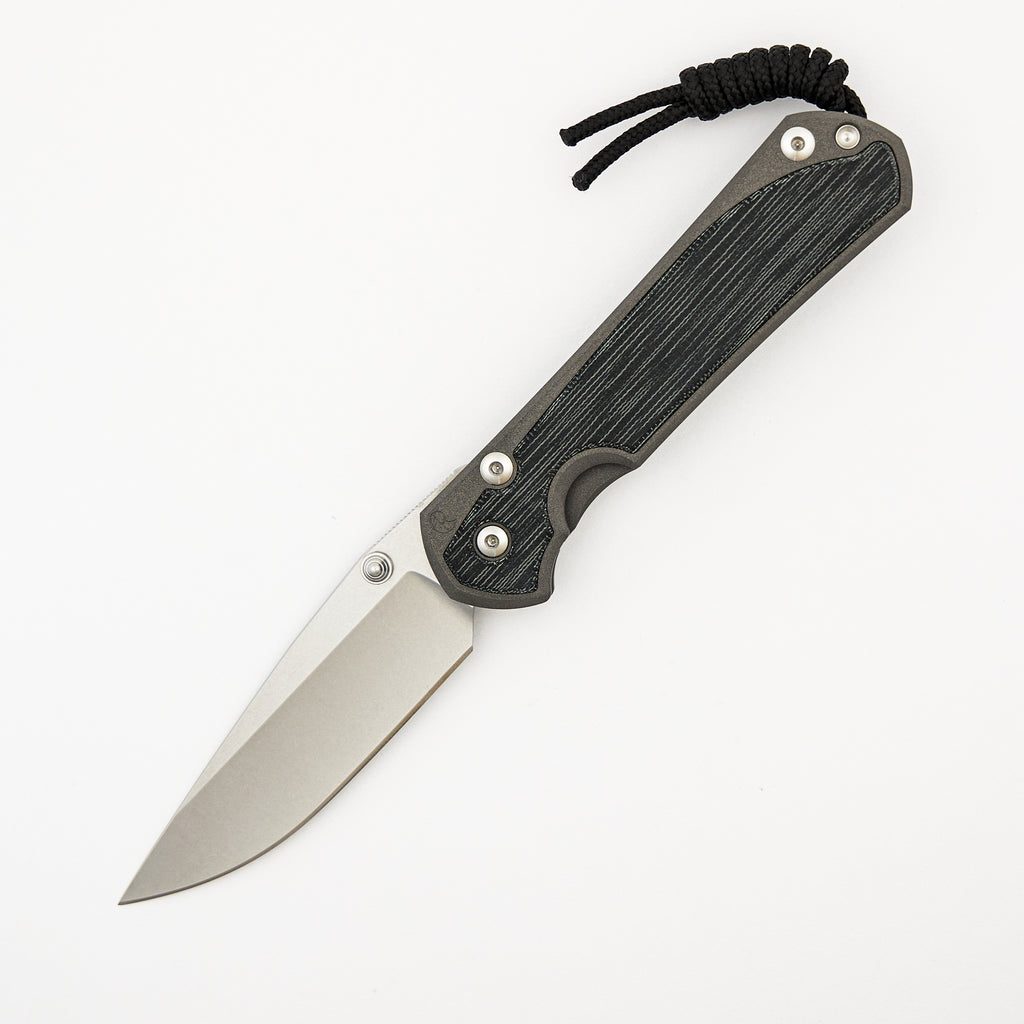 Large Sebenza 31 - Black Canvas Micarta Inlay - Drop Point CPM MagnaCut Blade - Silver Single Thumb Lug