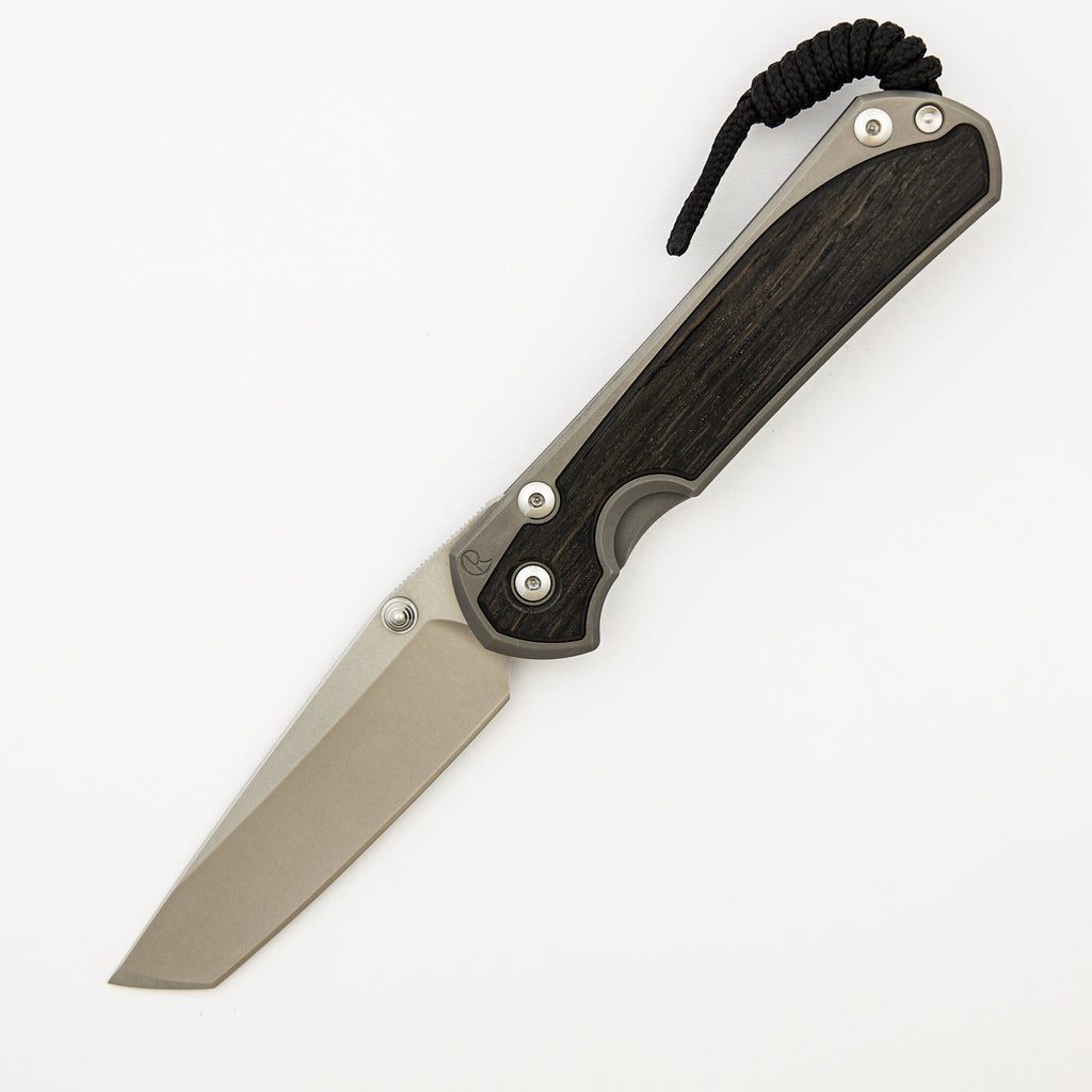 Large Sebenza 31 - Bog Oak Inlay - Tanto CPM MagnaCut Blade - Silver Double Thumb Lugs