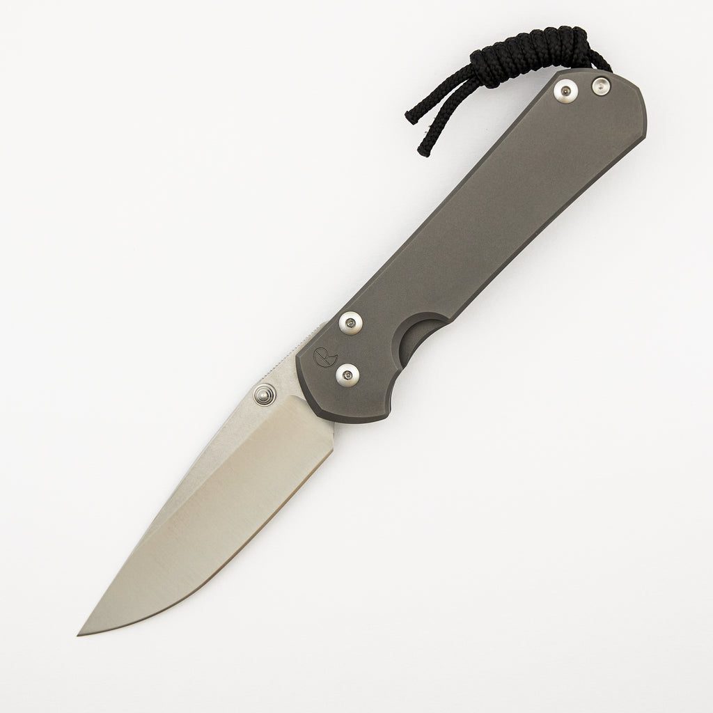 Large Sebenza 31 - Drop Point Polished CPM MagnaCut Blade - Glass Blasted - Silver Single Thumb Lug