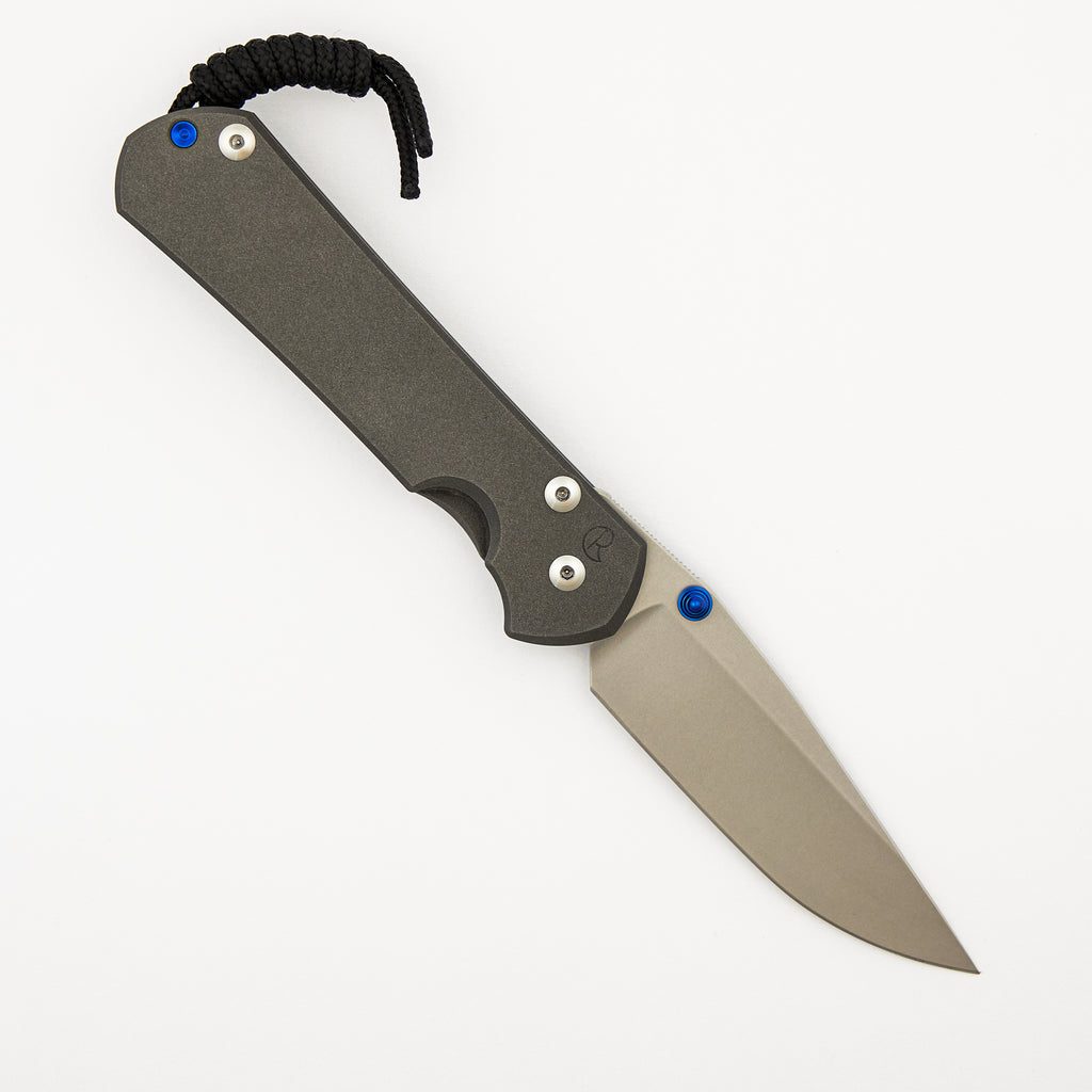 Large Sebenza 31 - Left Handed - Drop Point CPM MagnaCut Blade - Blue Single Thumb Lug