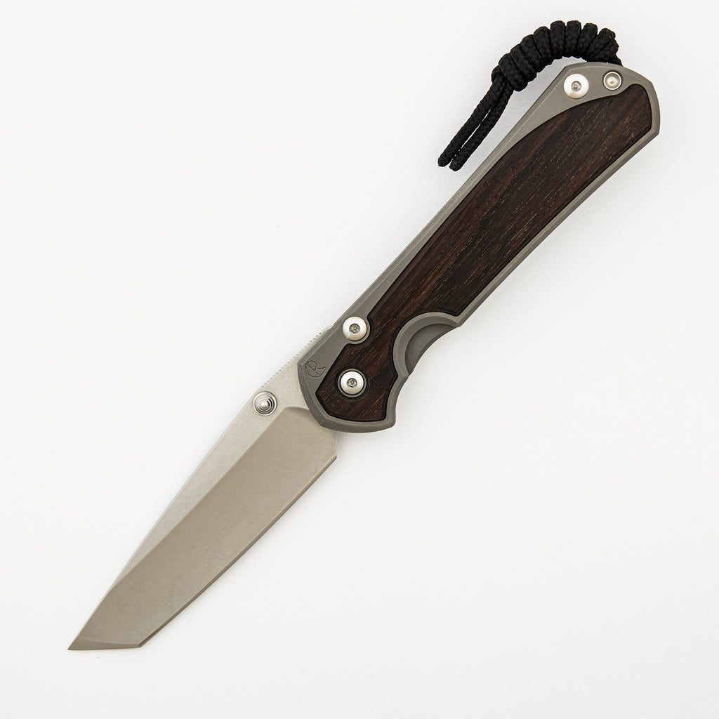 Large Sebenza 31 - Macassar Ebony Inlay - Tanto CPM MagnaCut Blade - Silver Double Thumb Lugs