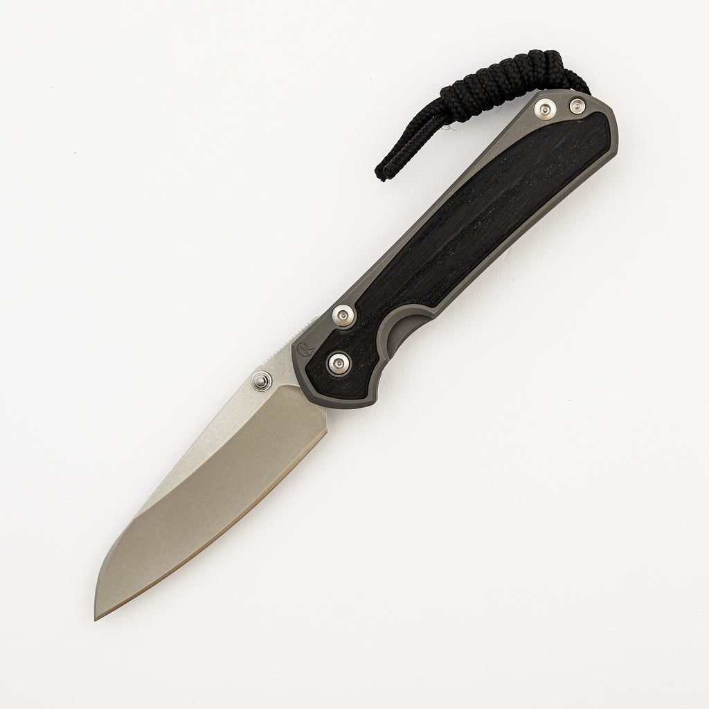 Small Sebenza 31 Bog Oak Inlay - Insingo CPM MagnaCut Blade - Silver Double Thumb Lugs