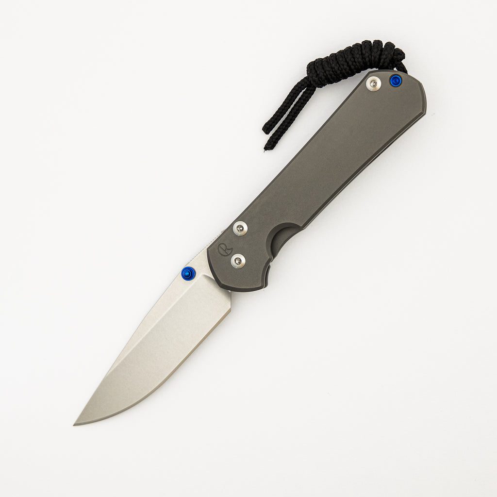 Small Sebenza 31 - Drop Point CPM MagnaCut Blade - Glass Blasted - Blue Double Lugs