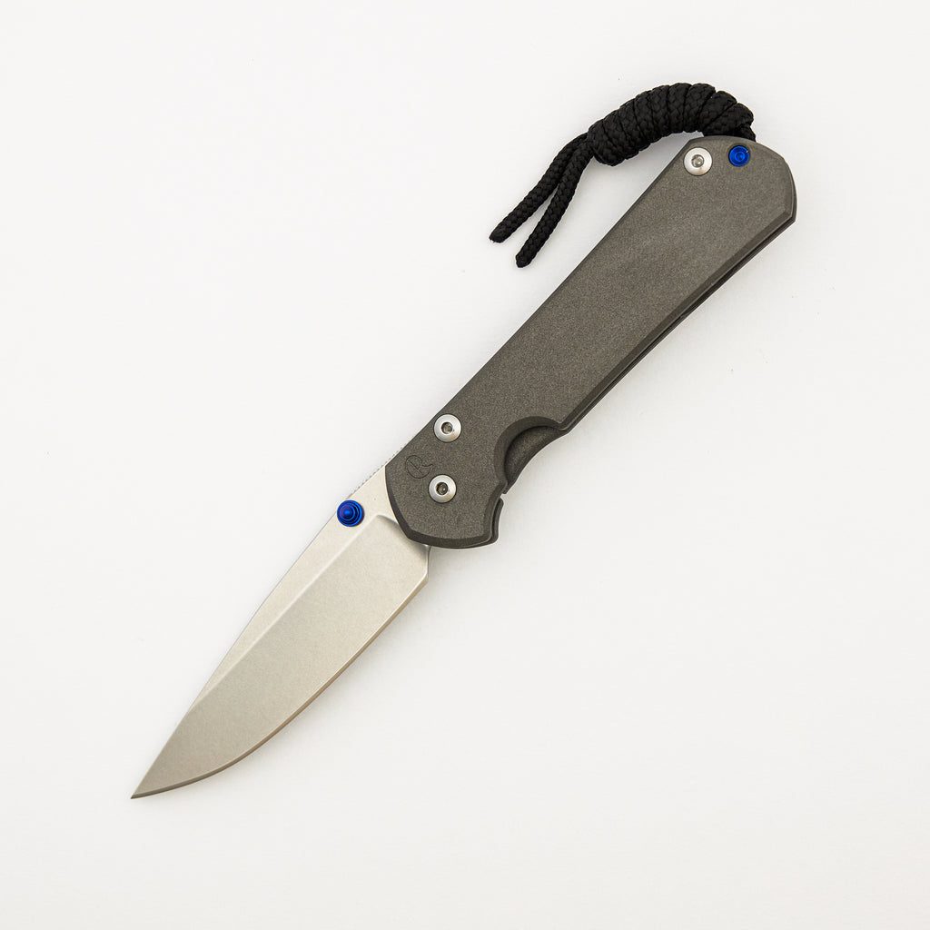 Small Sebenza 31 - Drop Point CPM S45VN Blade - Titanium Handle - Blue Double Thumb Lugs