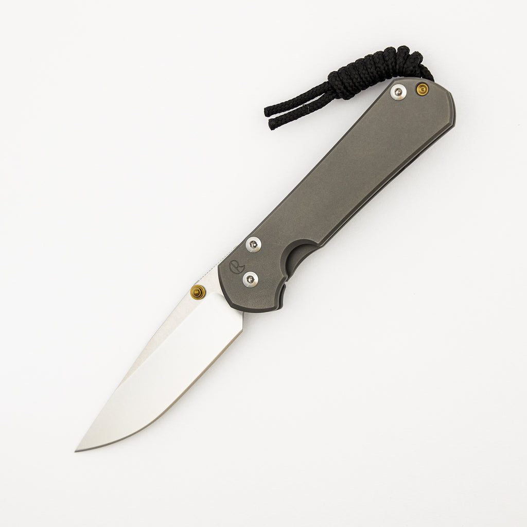 Small Sebenza 31 - Drop Point Polished CPM MagnaCut Blade - Glass Blasted - Gold Double Lugs