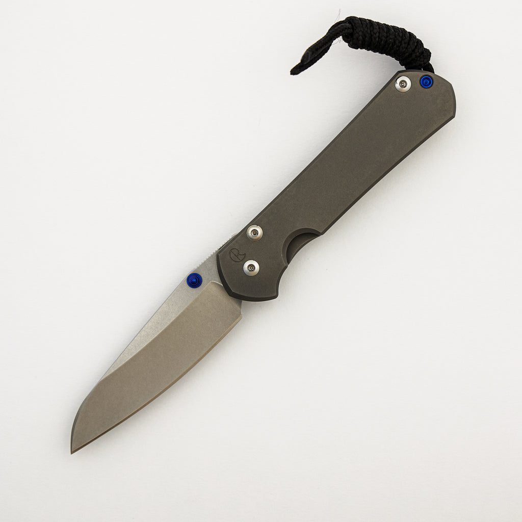Small Sebenza 31 - Insingo CPM MagnaCut Blade - Glass Blasted - Blue Single Thumb Lug
