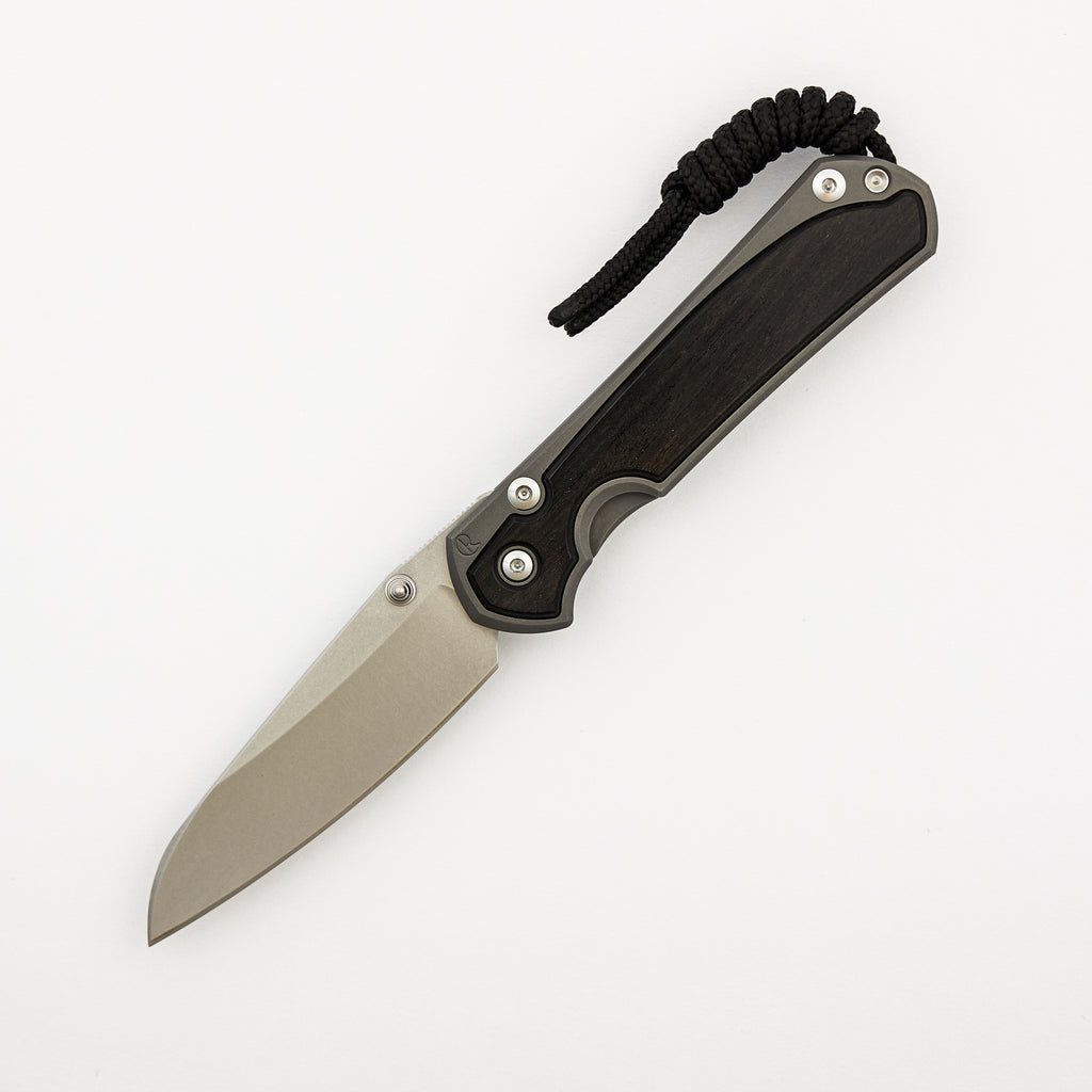Small Sebenza 31 - Macassar Ebony Inlay - Insingo CPM MagnaCut Blade - Silver Double Thumb Lugs