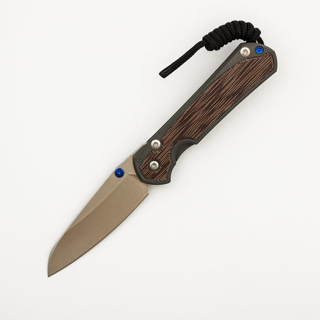 Small Sebenza 31 - Natural Canvas Micarta Inlays - Insingo CPM MagnaCut Blade - Blue Double Thumb Lugs