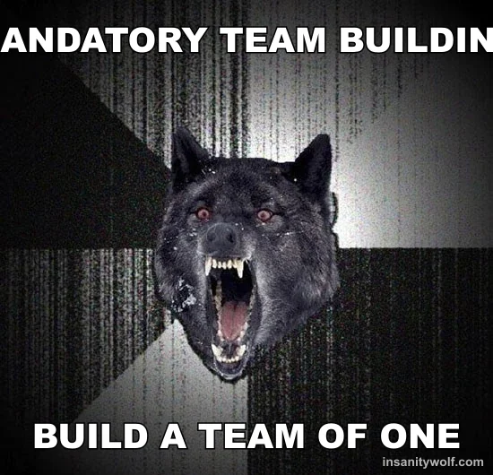 Insanity Wolf: MANDATORY TEAM BUILDING - BUILD A TEAM OF ONE