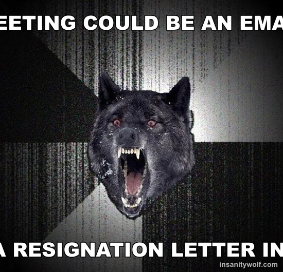Insanity Wolf: MEETING COULD BE AN EMAIL - SEND A RESIGNATION LETTER INSTEAD