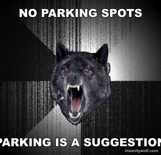 Insanity Wolf: NO PARKING SPOTS - PARKING IS A SUGGESTION
