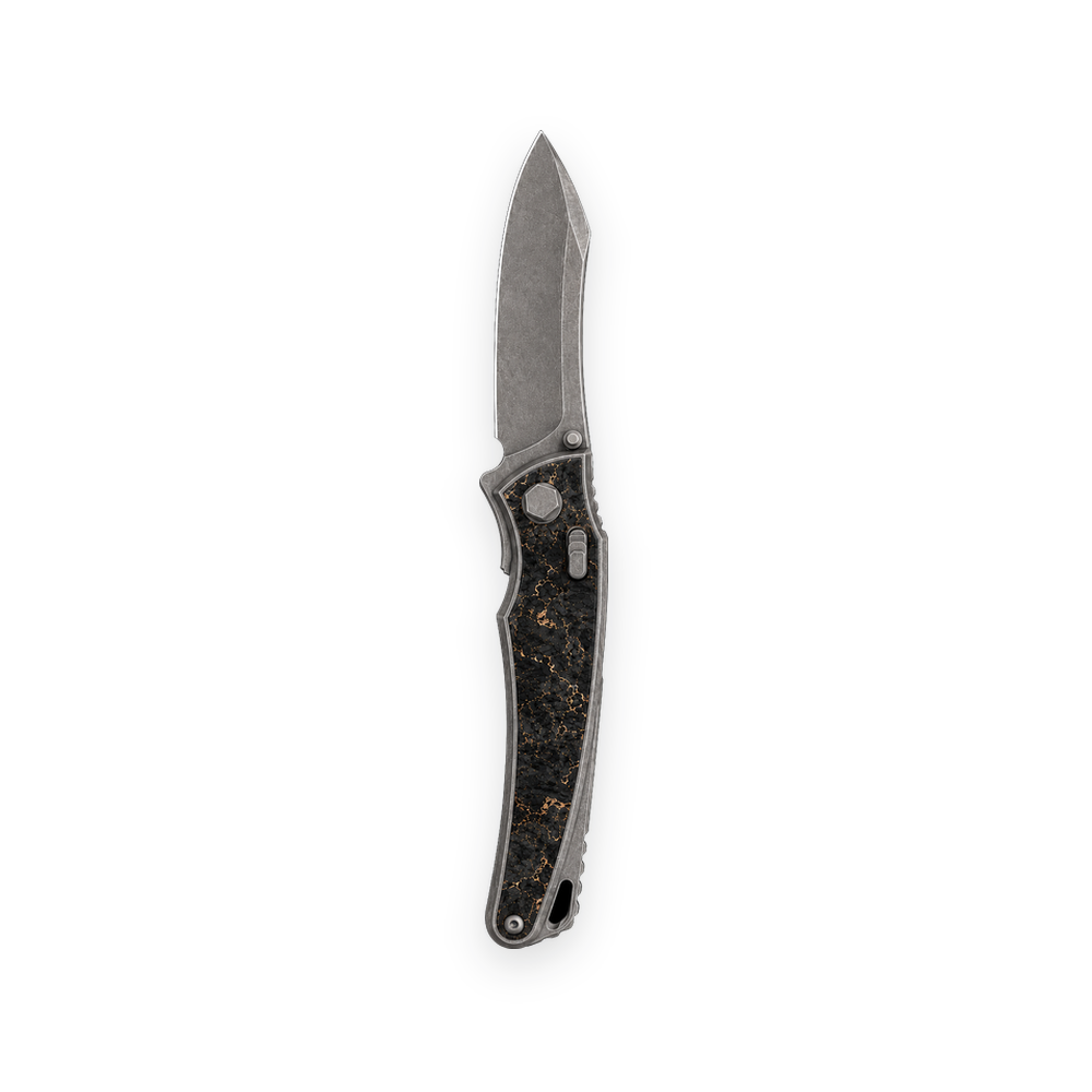 Talon · Tumbled Titanium/Bronze TechnoCarbo Handle · M390 Blade