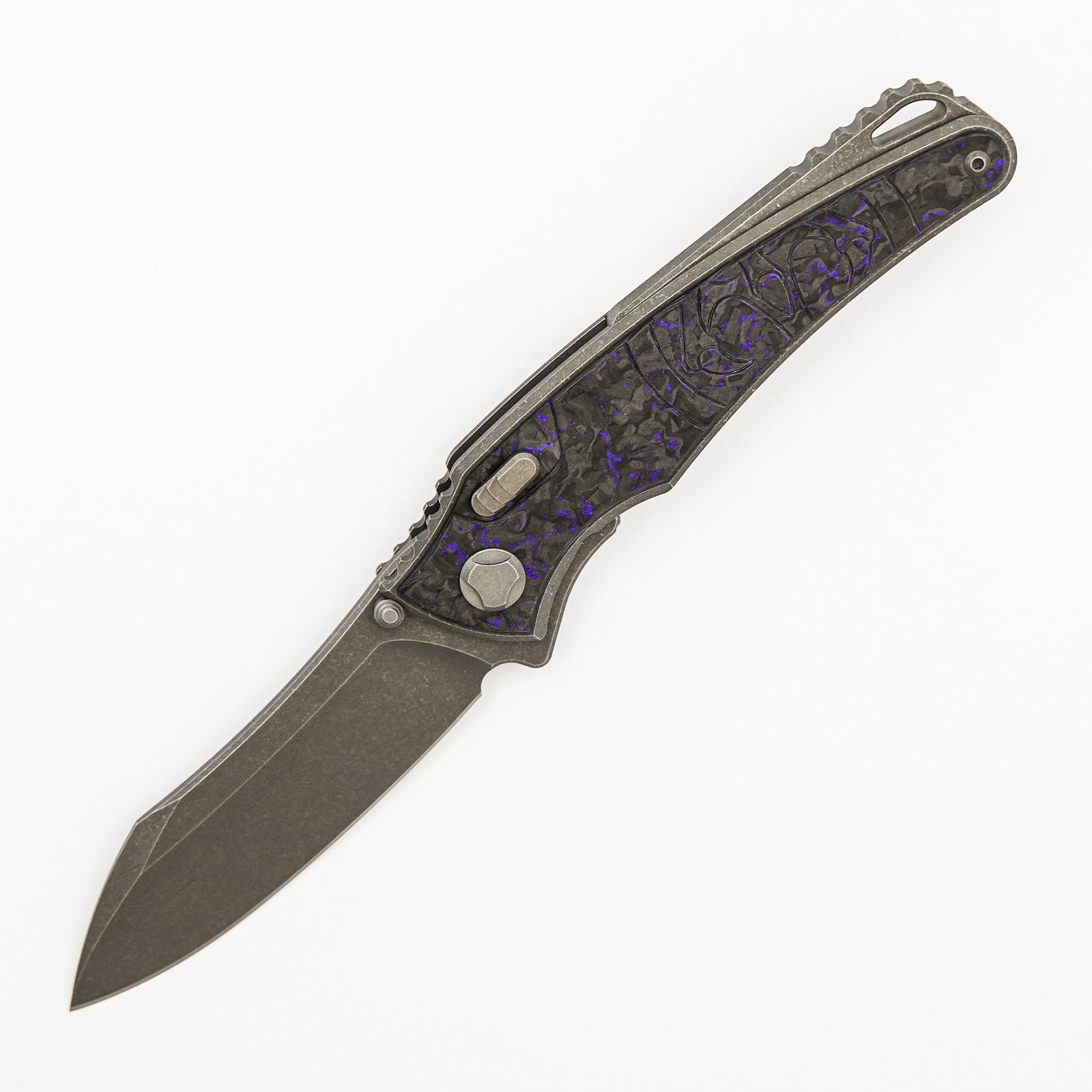 Talon · Tumbled Titanium/Purple TechnoCarbo Handle · M390 Blade