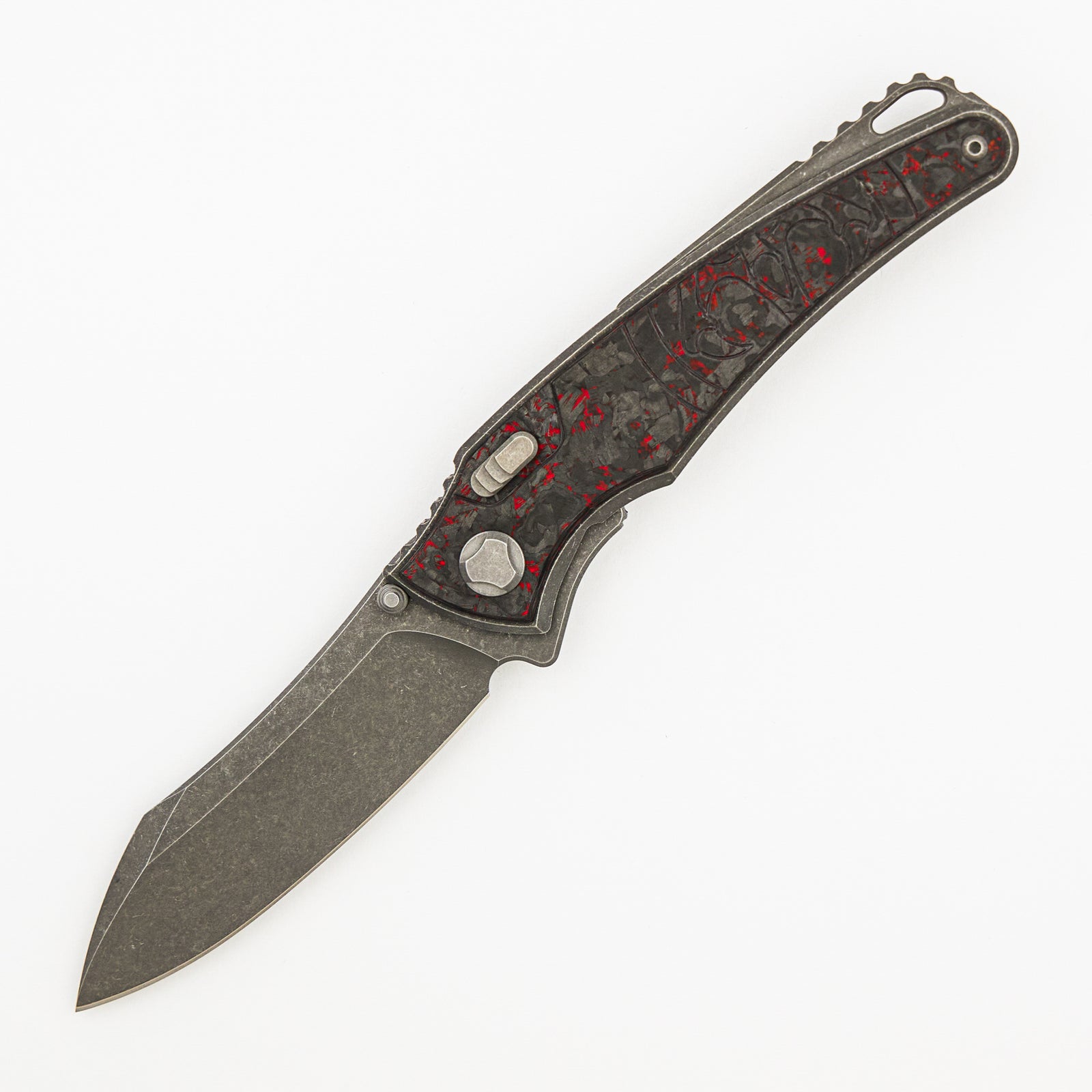 Talon · Tumbled Titanium/Red TechnoCarbo Handle · M390 Blade